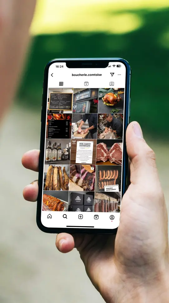 Gestion des réseaux sociaux - Mockup feed instagram Boucherie comptoise - Logia