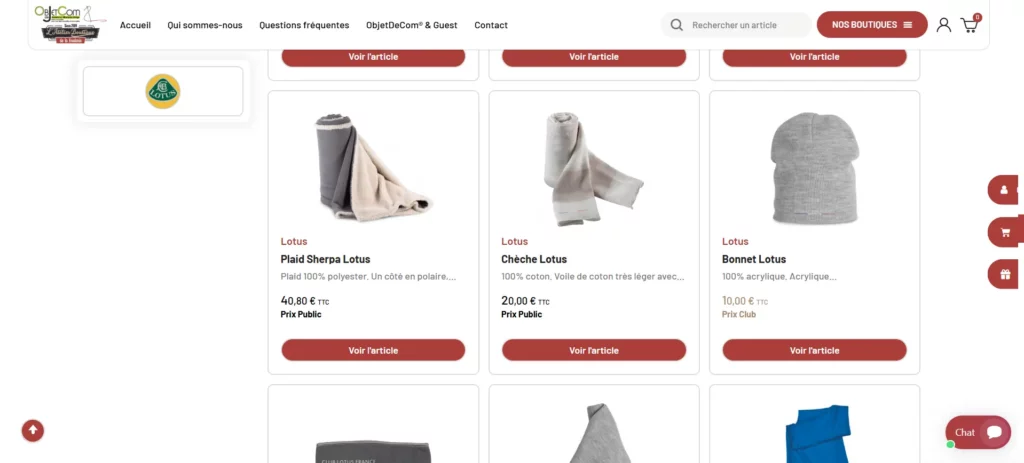 Exemple de boutique e-commerce PrestaShop